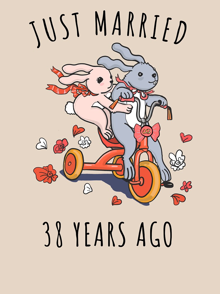 Just Married 38 Years Ago - 38th Anniversary Couple Bunnies Tee, Phone Cases And Other Gifts by MemWear