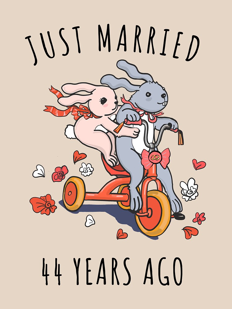 Just Married 44 Years Ago - 44th Anniversary Couple Bunnies Tee, Phone Cases And Other Gifts by MemWear