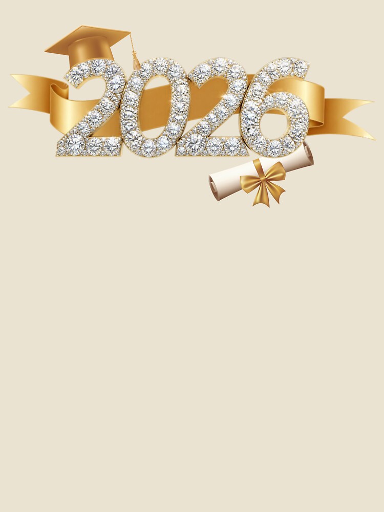 Graduate 2026 with Diamonds, Gold Graduation Hat & Gold Ribbon by JeweledDesigns
