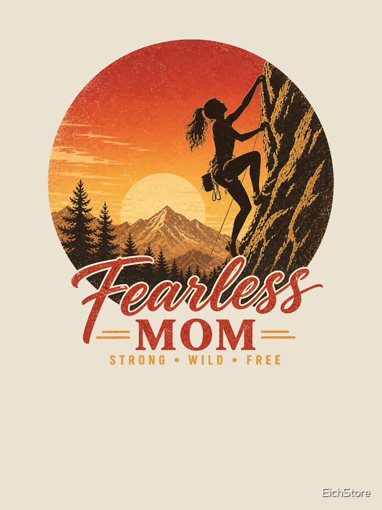Fearless Mom – Strong Wild Free Climbing Woman Sunset Design by EichStore