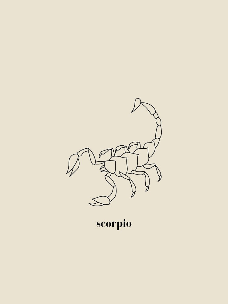 Scorpio Zodiac Sign - Minimalist Aesthetic Scorpio Scorpion Line Art by NovaVesta