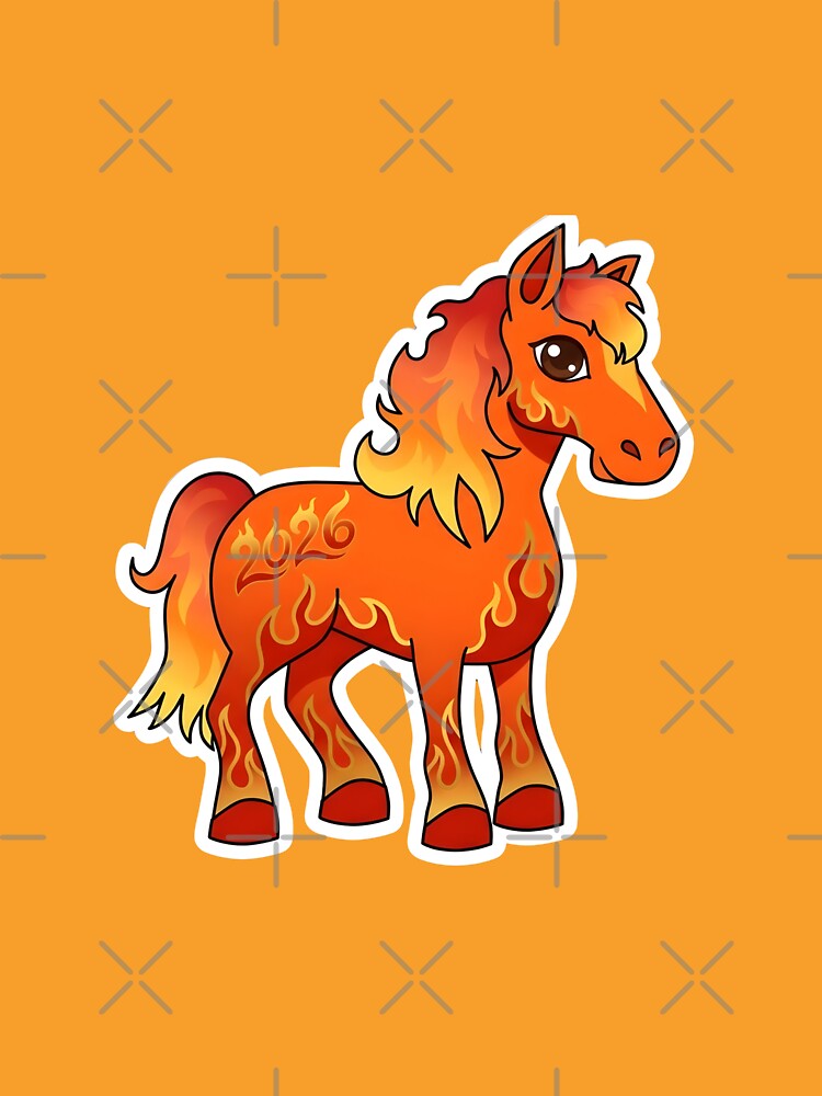 Year of the Horse 2026 Cute Fire Horse - Kawaii Chinese New Year Baby by Abdeelol
