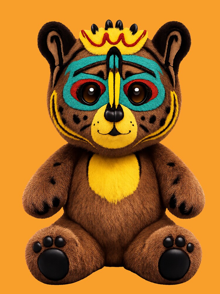 Cute Tribal Bear Plush – Colorful Fantasy Animal by trpa04