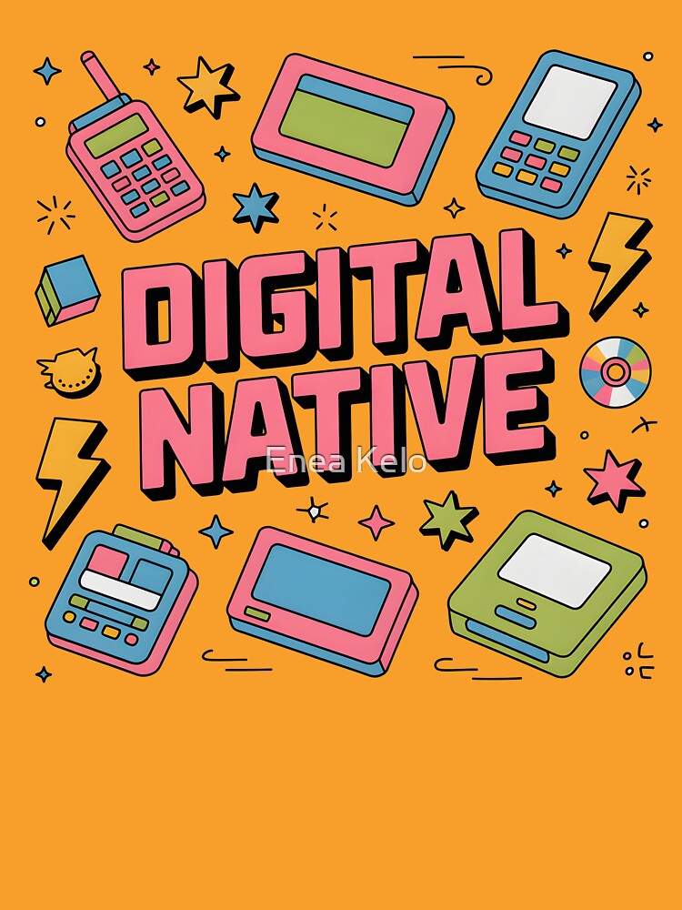 Retro 90s Digital Native Tech Gadget Doodle Design by Enea Kelo