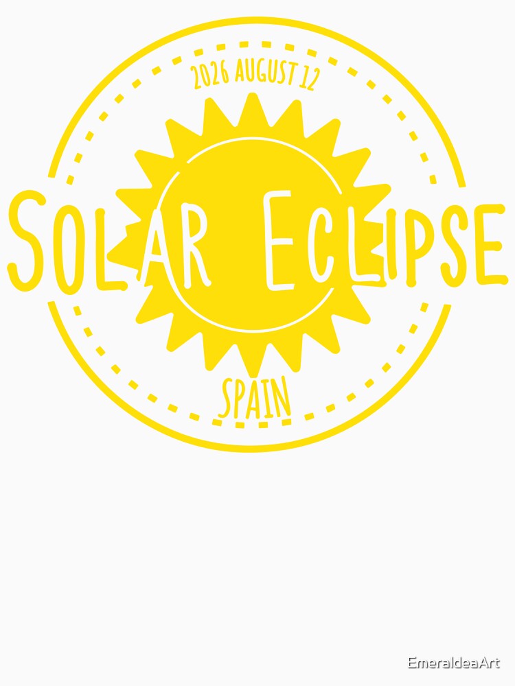 Spain 2026 august 12 Solar Eclipse yellow color design by EmeraldeaArt