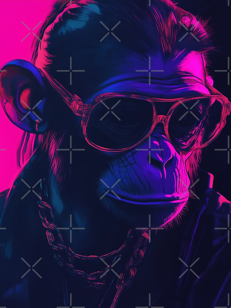 Gangster gen-z monkey in neon palette color with final boss look by adamjourney