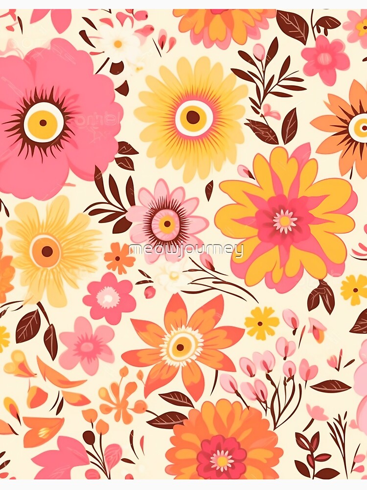 Groovy Retro Floral: 60s 70s Vintage Vibes by meowjourney