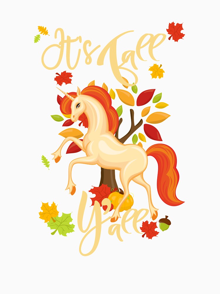 Fall Autumn Unicorn With Leaves It's Fall Y'all Gifts For Girls Women by Sapphire Star