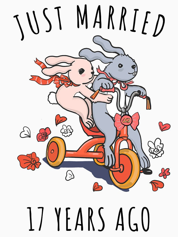 Just Married 17 Years Ago - 17th Anniversary Couple Bunnies Tee, Phone Cases And Other Gifts by MemWear