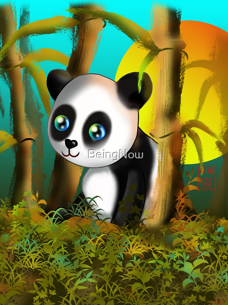 baby panda with bamboo by BeingNow