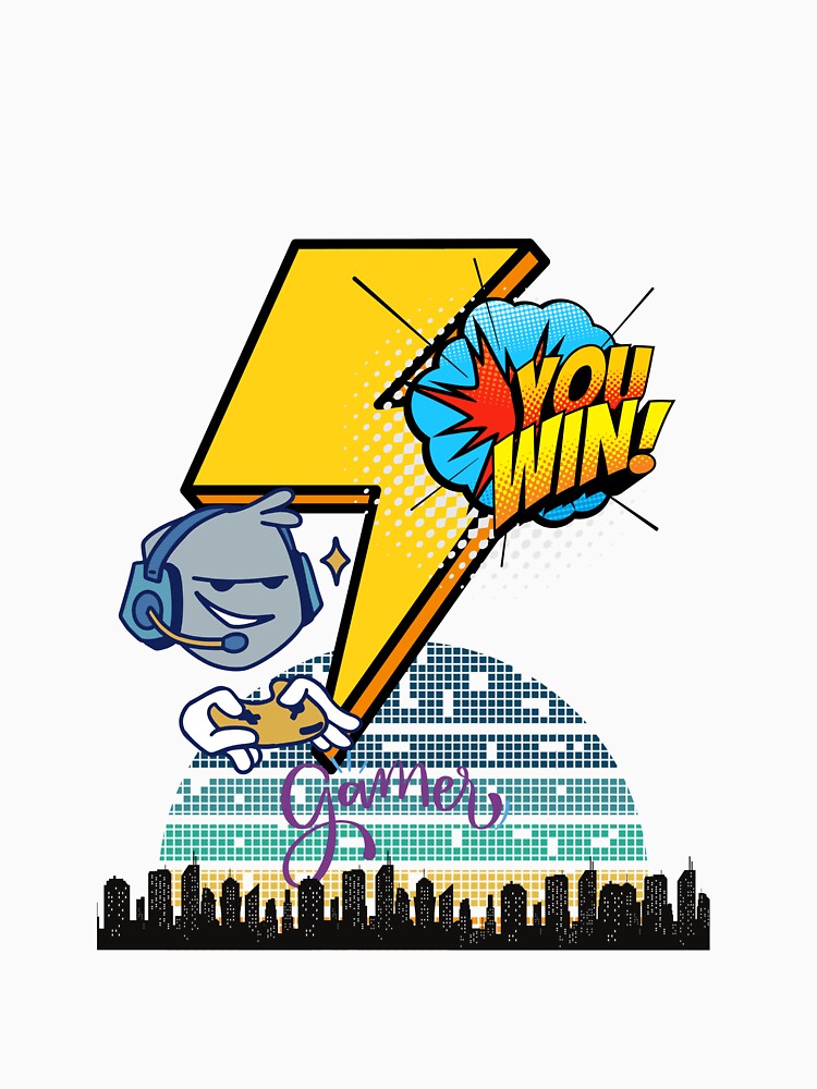 Gamer You Win Retro Lightning Bolt Graphic by Kinzy P. A.