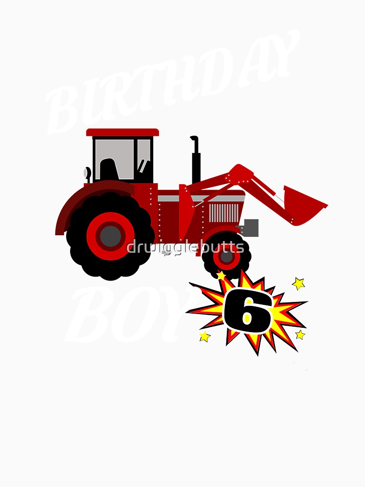6 Years Old Birthday Design Red Tractor GifDesign by drwigglebutts