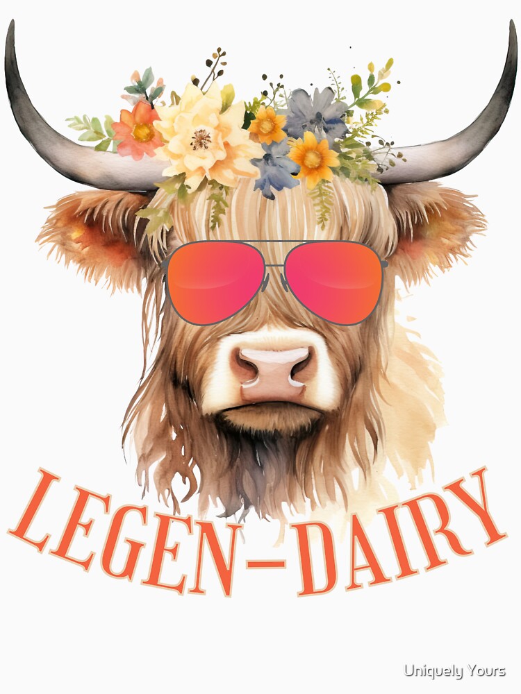 Cute Highland Cow Wearing Sunglasses by Uniquely Yours