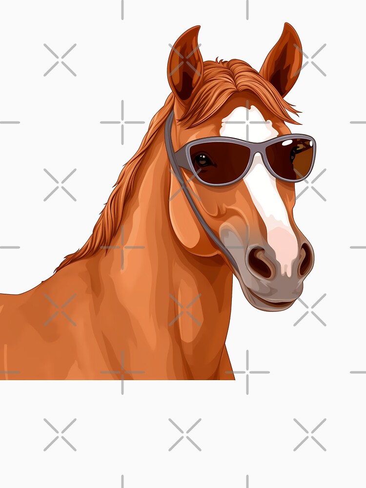 Funny Brown Horse Wearing Sunglasses, Cute Illustration by NBSStore