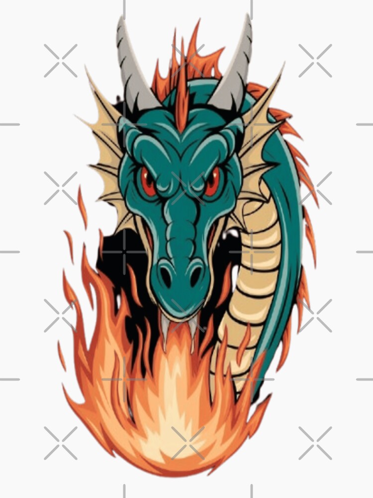 Mystical Flames: A Vintage Dragon Illustration by PrintBreeze