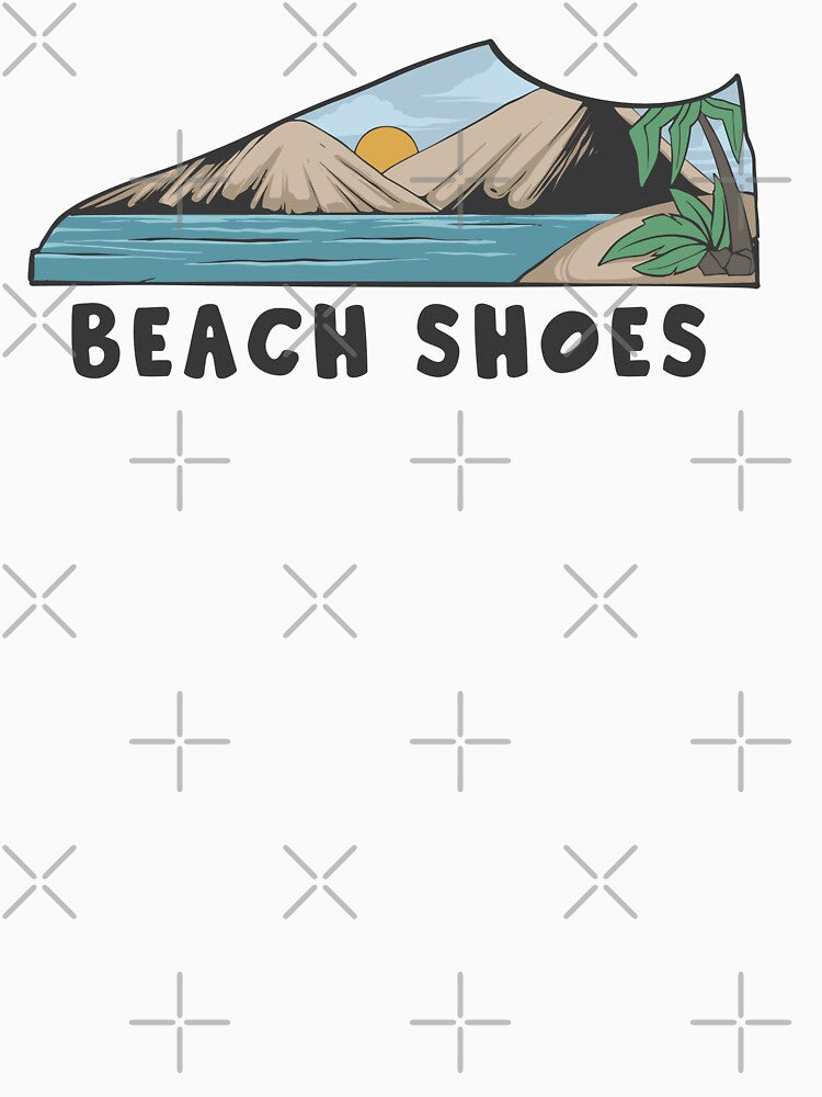 vintage beach design illustration with shoe shape for t-shirt and sticker by TOKO ORENN