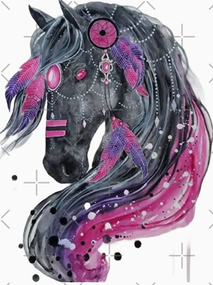 Black Horse Essential T-Shirt by ROBIOBAR