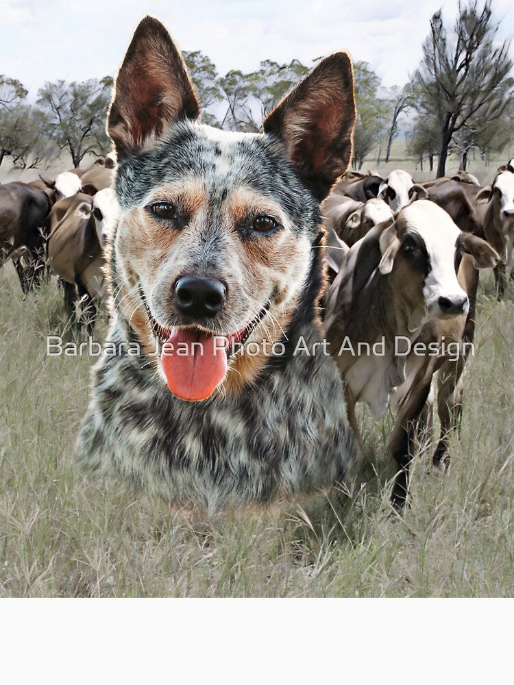 BLUE HEELER, CATTLE DOG, COUNTRY STYLE, T SHIRTS HATS N CAPS, AND HOME DECOR by Barbara Jean Photo Art And Design