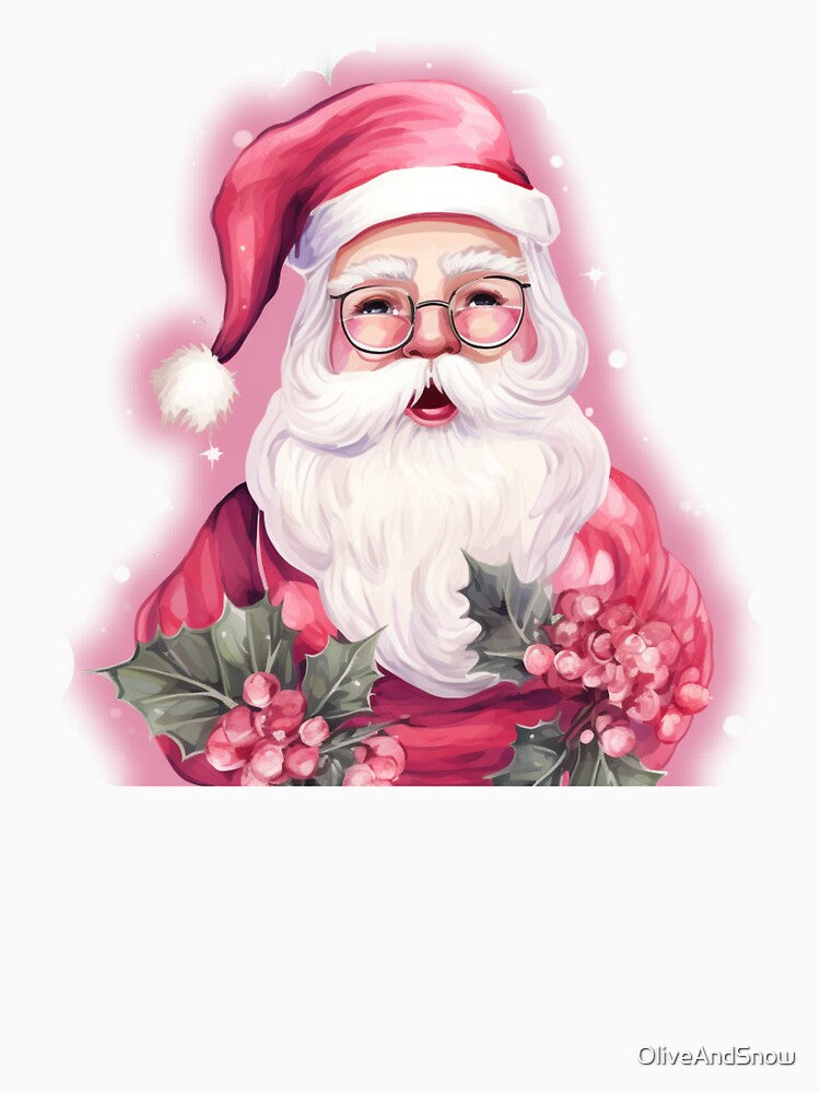 Vintage retro pink cute Santa Claus by OliveAndSnow