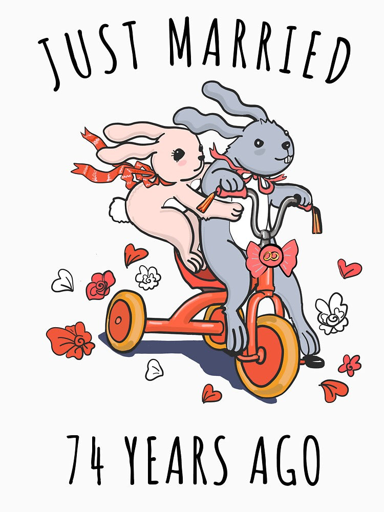 Just Married 74 Years Ago - 74th Anniversary Couple Bunnies Tee, Phone Cases And Other Gifts by MemWear