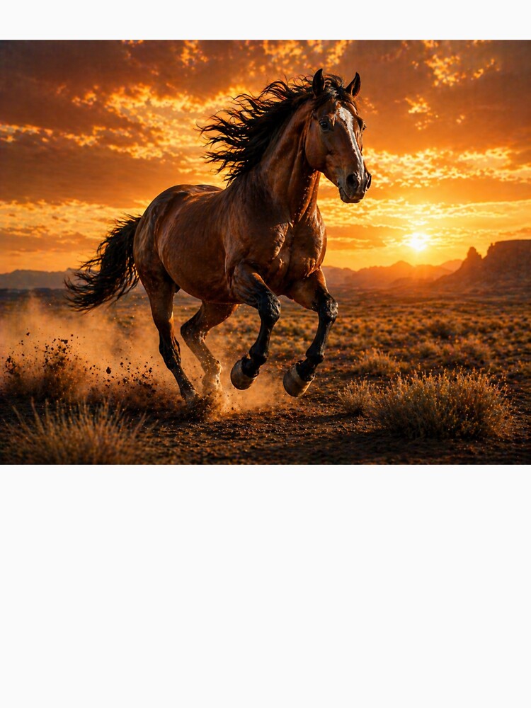 Wild Mustang Running at Sunset – Freedom Horse Western Art by  QuarterHorseArt by Just my Studio