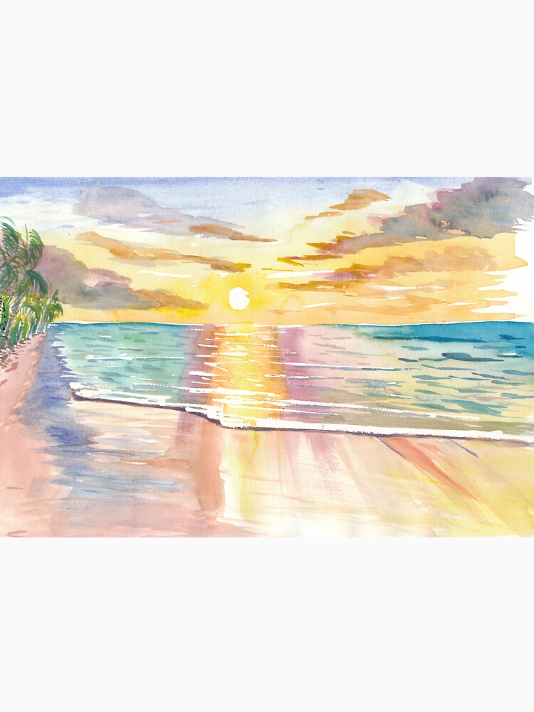 Tropical Sunset in Quiet Bay in Hawaii by artshop77