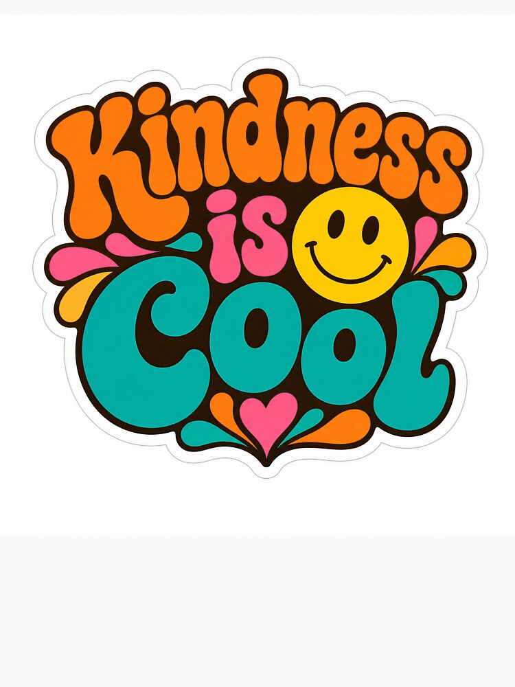 Retro Groovy Kindness is Cool Typography Art by DigitalVidisha