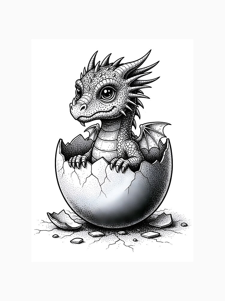 Baby Dragon Hatching From Egg | Cute Fantasy Creature by DragonSerpent Ink