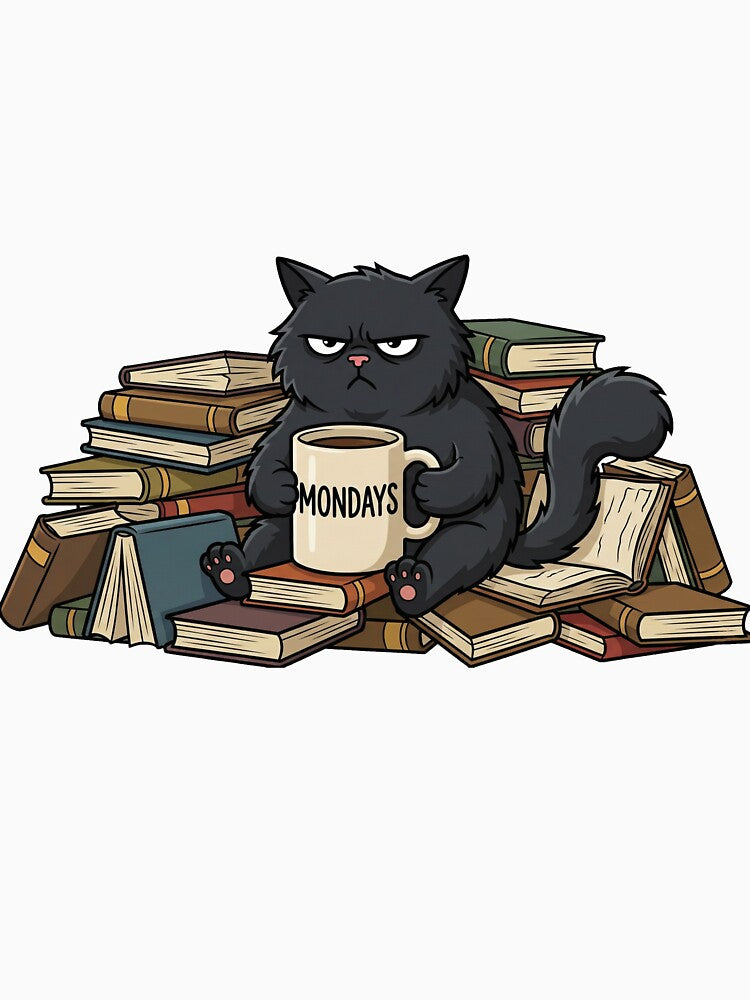 Funny Grumpy Cat Bookworm - I Like Books Coffee And Maybe 3 People by EverwearGraphics