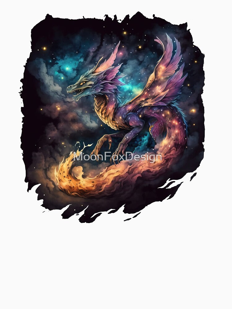 Starry Dragon in the Deep Space, Nebula Background by MoonFoxDesign