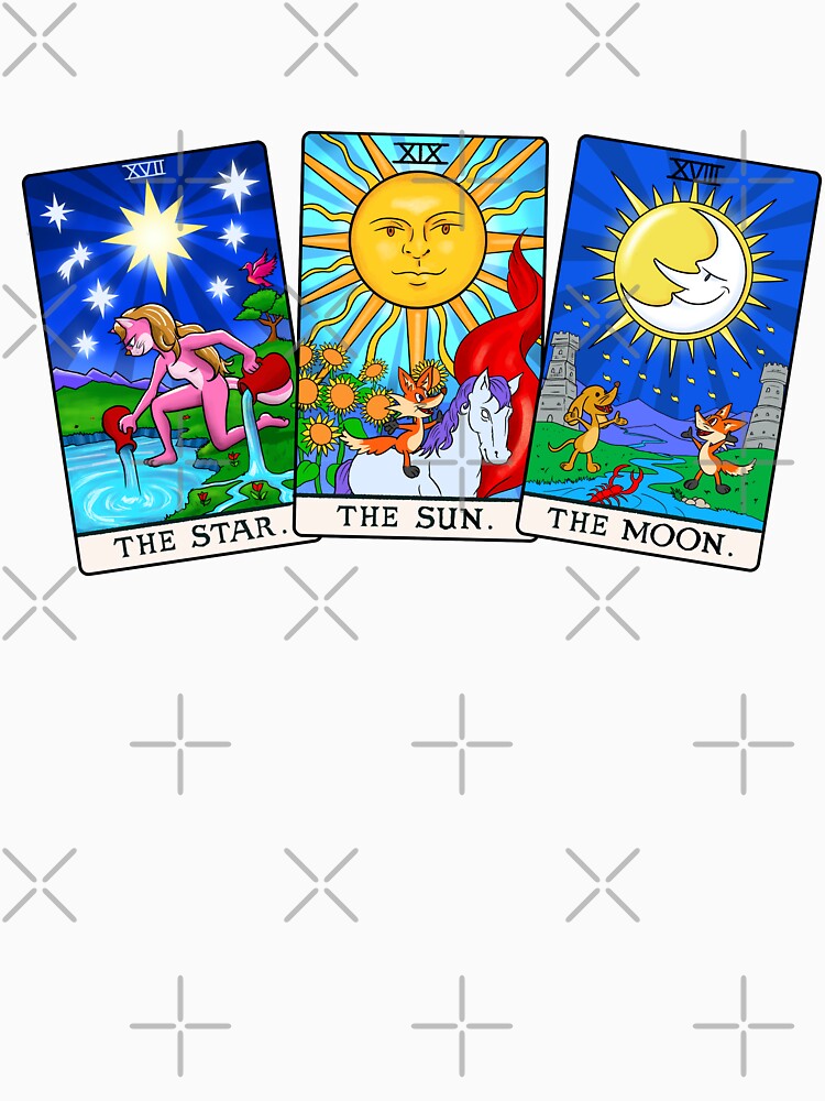 Tarot The Sun The Star The Moon Animals Retro T-shirt by Animals Retro