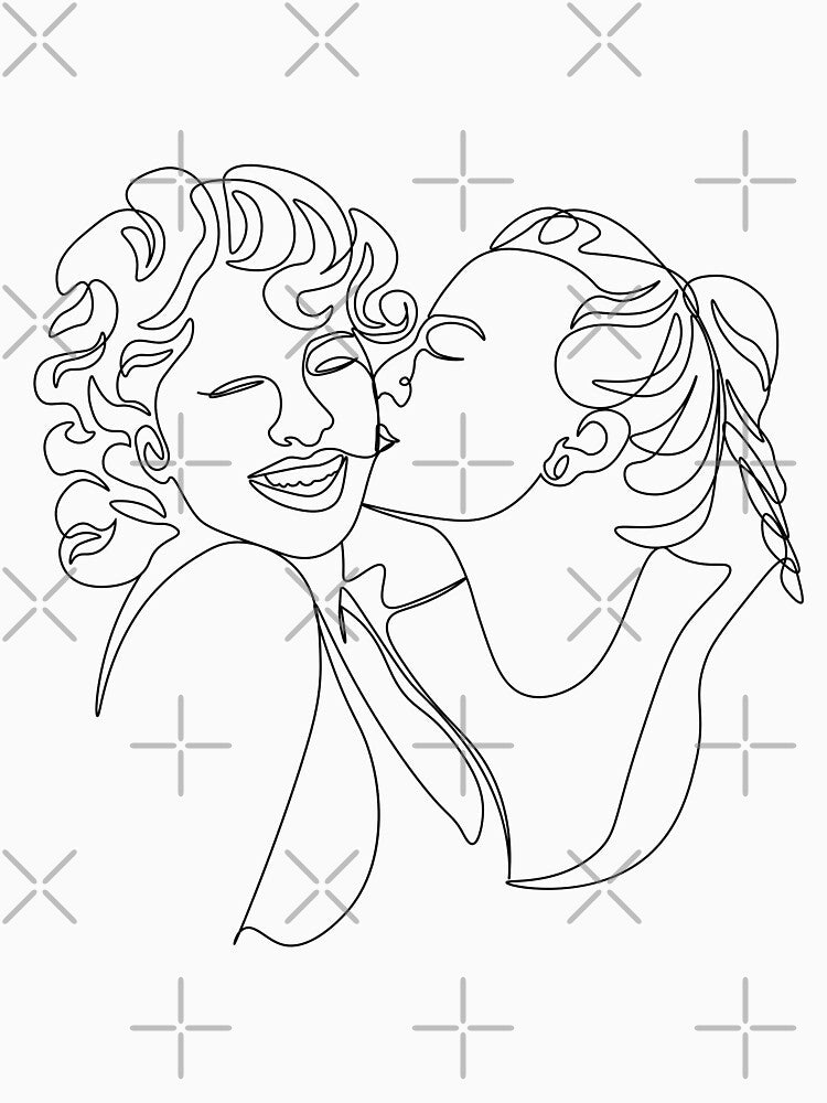 Lesbian couple line art by Nagn