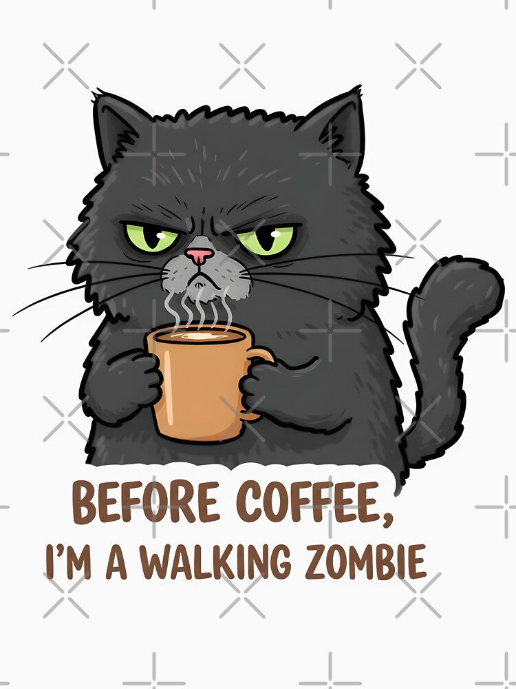 Grumpy Coffee Cat – Before Coffee, I’m a Walking Zombie by RUMOOROZ