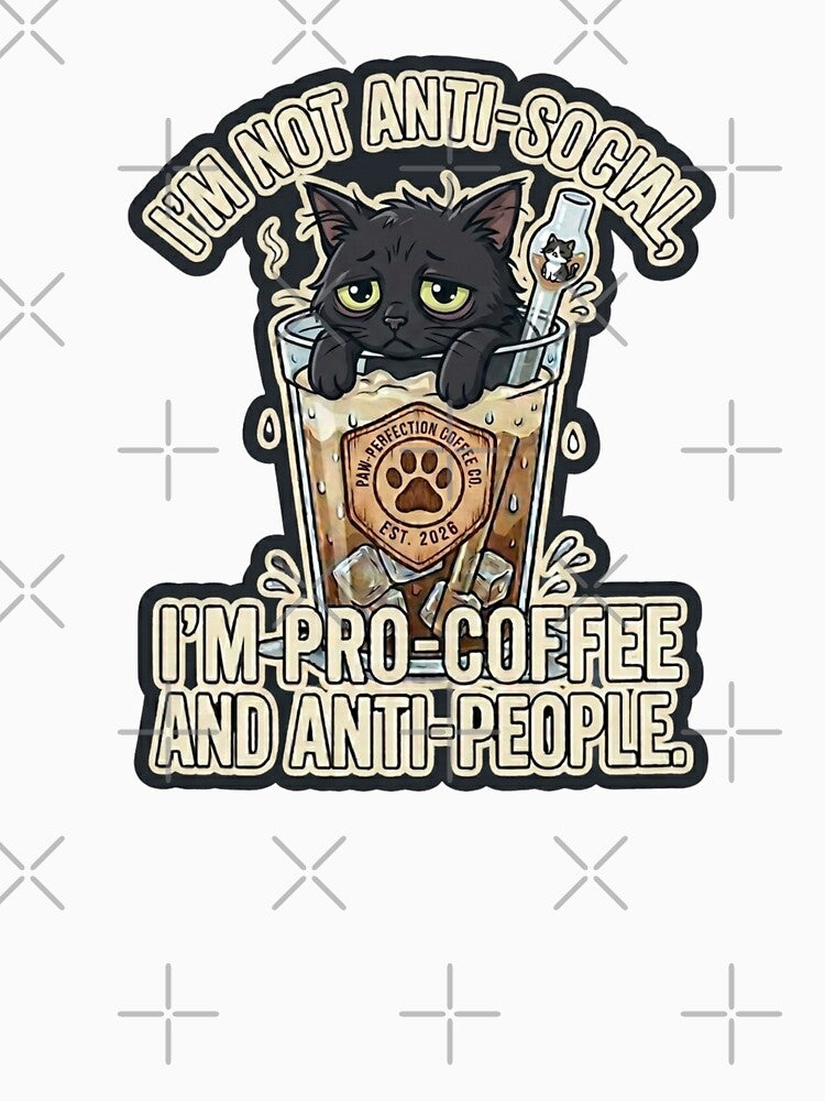 Anti-Social Black Cat Iced Coffee Art by KelliesGrafix