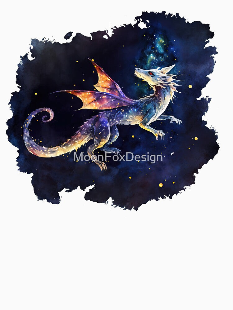 Starrry Dragon Flying in the Night Sky by MoonFoxDesign