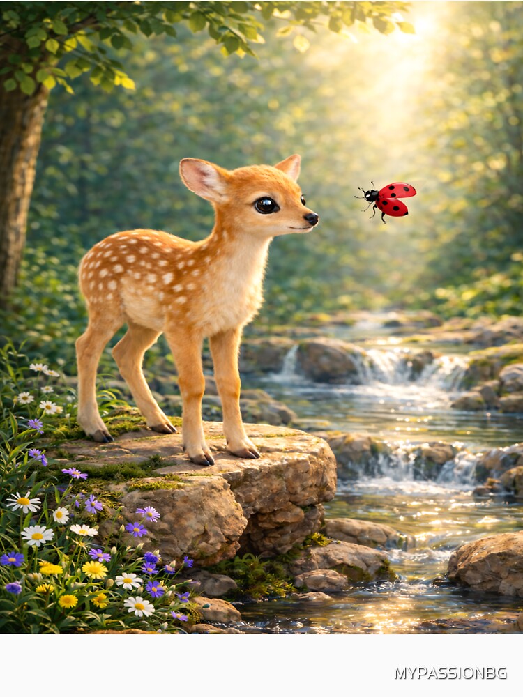 Little Fawn by the River with a Ladybug by MYPASSIONBG