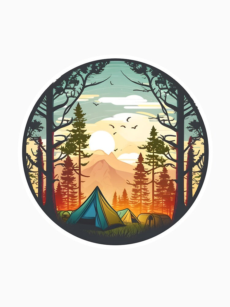 Camping Forest Mountain Sunset by TheProPrints