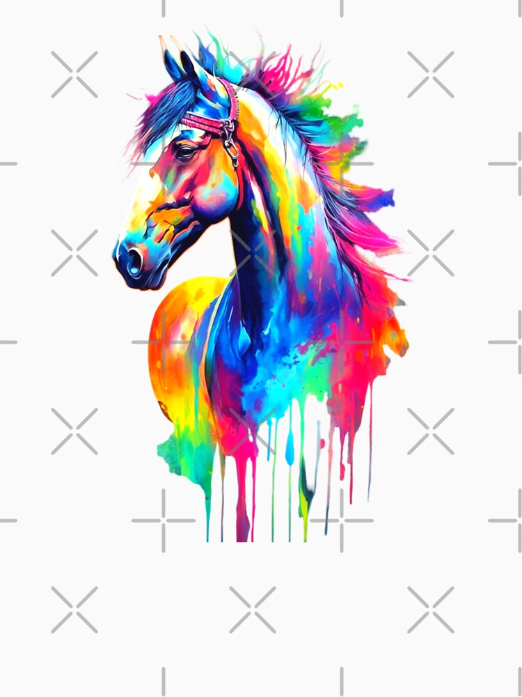 Neon Colorful Horse Splash Glow Vibrant Rainbow Art by ExploreAura Studio