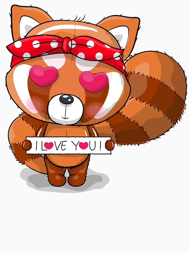 I Love You Kawaii Red Panda Heart Eyes Valentine Cute Romantic Animal Art by DERA RAY