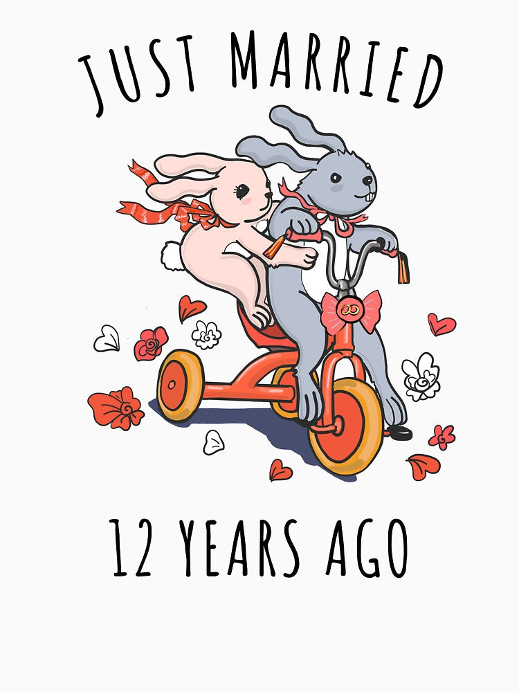Just Married 12 Years Ago - 12th Anniversary Couple Bunnies Tee, Phone Cases And Other Gifts by MemWear