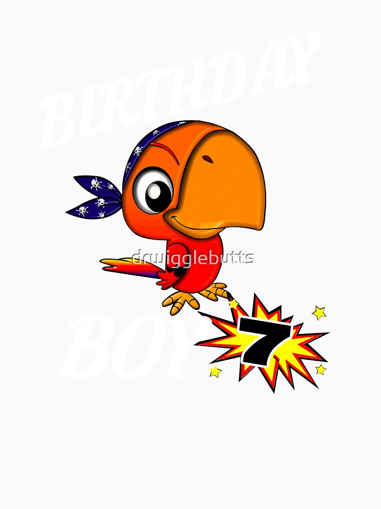 7 Years Old Birthday Design Pirate Bird GifDesign by drwigglebutts