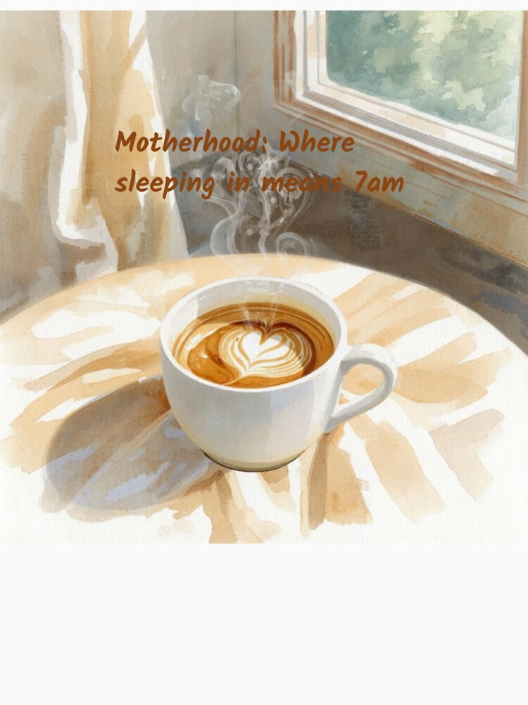 Motherhood Sleeping In Means 7am Coffee by CozyMomDesign