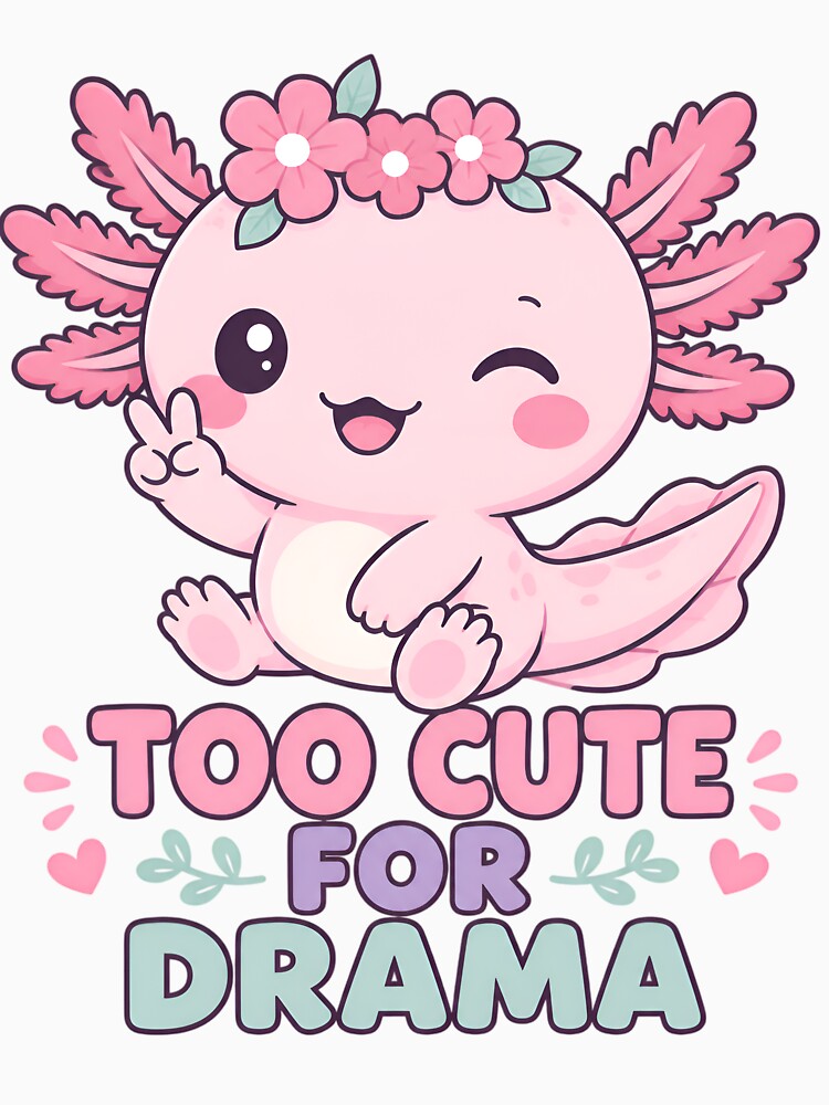Too Cute For Drama Kawaii Axolotl Graphic by cute stuff too