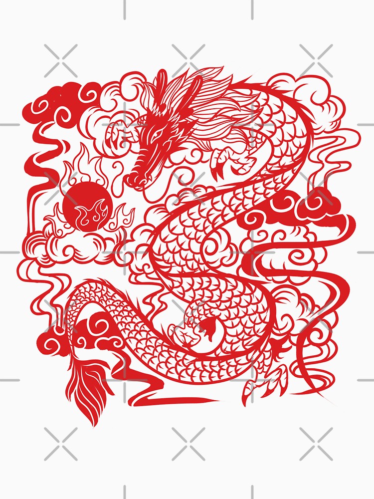 Cool Red Dragon Art - Chinese Traditional Dragon Design - Asian Dragon Artwork by leen12 Art Designs Prints