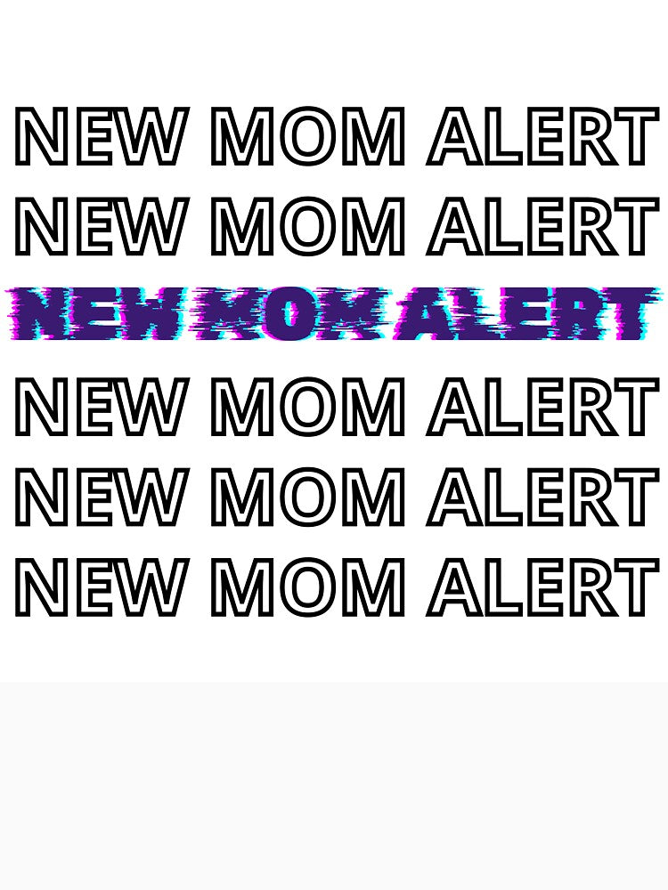 New Mom Alert Glitch Typography Design by GoldenBloomPrints