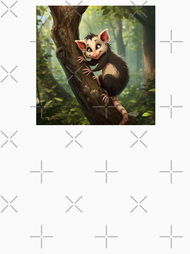Cute Opossum Hanging on a Branch Just Hanging in There by Aneta-Design