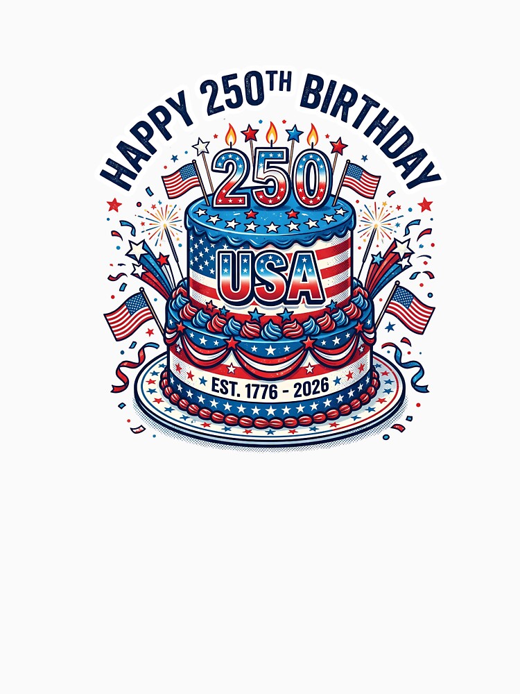 Patriotic Happy 250th Birthday USA United States of America 4th of July Semiquincentennial Anniversary Celebration by Space Ghettos