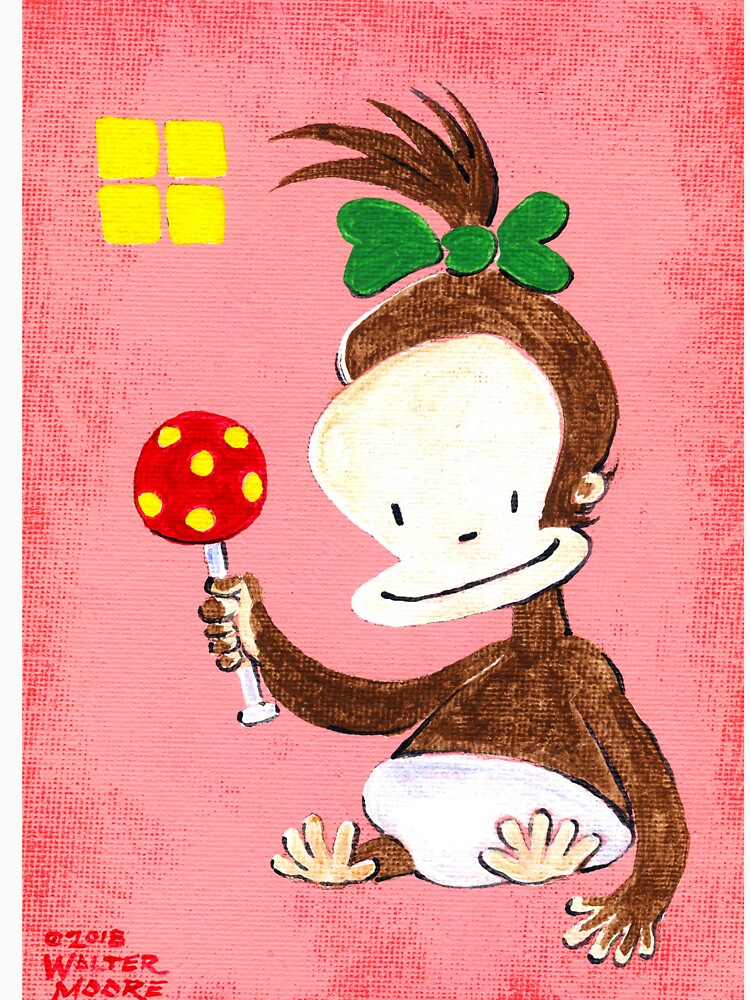 Baby Ape Girl on Pink by Walter Moore