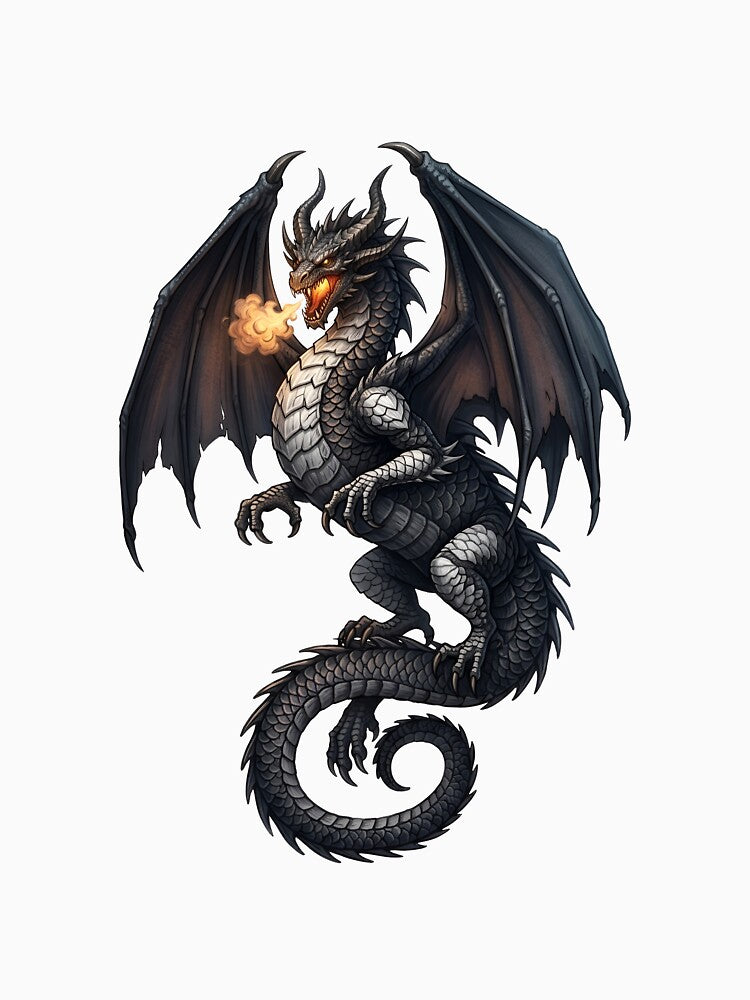 Blazewing Dragon – Fire Breathing Dark Fantasy Dragon Illustration by DragonSerpent Ink