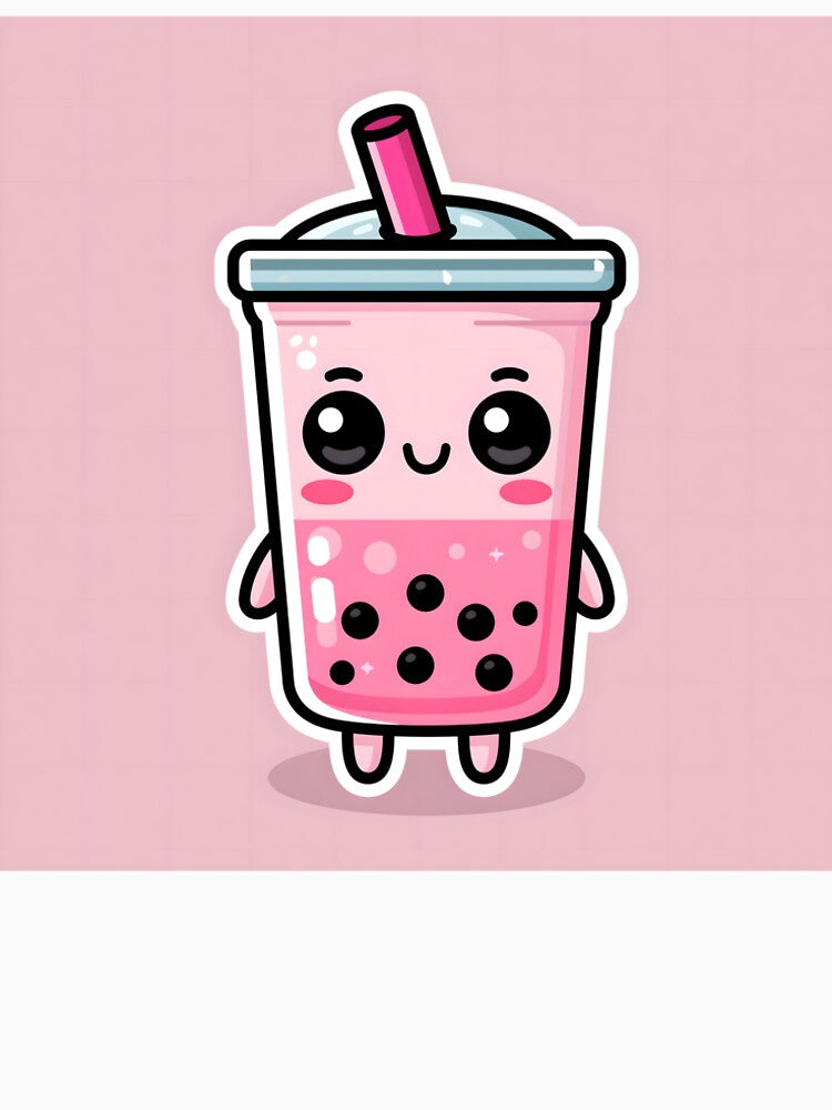 Cute Kawaii Strawberry Boba Tea Sticker by Mirage-Ink